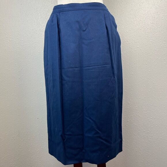 Vintage Pendleton Navy Virgin Wool Midi Skirt Size 10 - Picture 1 of 6